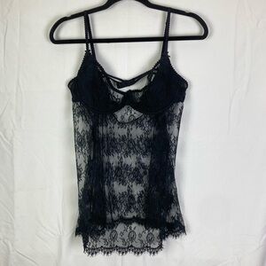 Victoria’s Secret Large Very Sexy Nightgown Cami Black Lace EUC